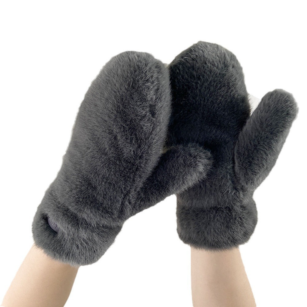 Simple Winter Thick Fuzzy Plush Thermal Gloves