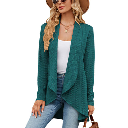 Autumn And Winter New Long Sleeved Solid Color Loose Cardigan Top Women'S Knitted Coat