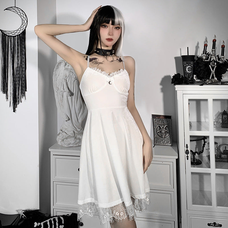Sexy Suspender Dress Women'S Chest And Backless Lace Stitching New Short Dress