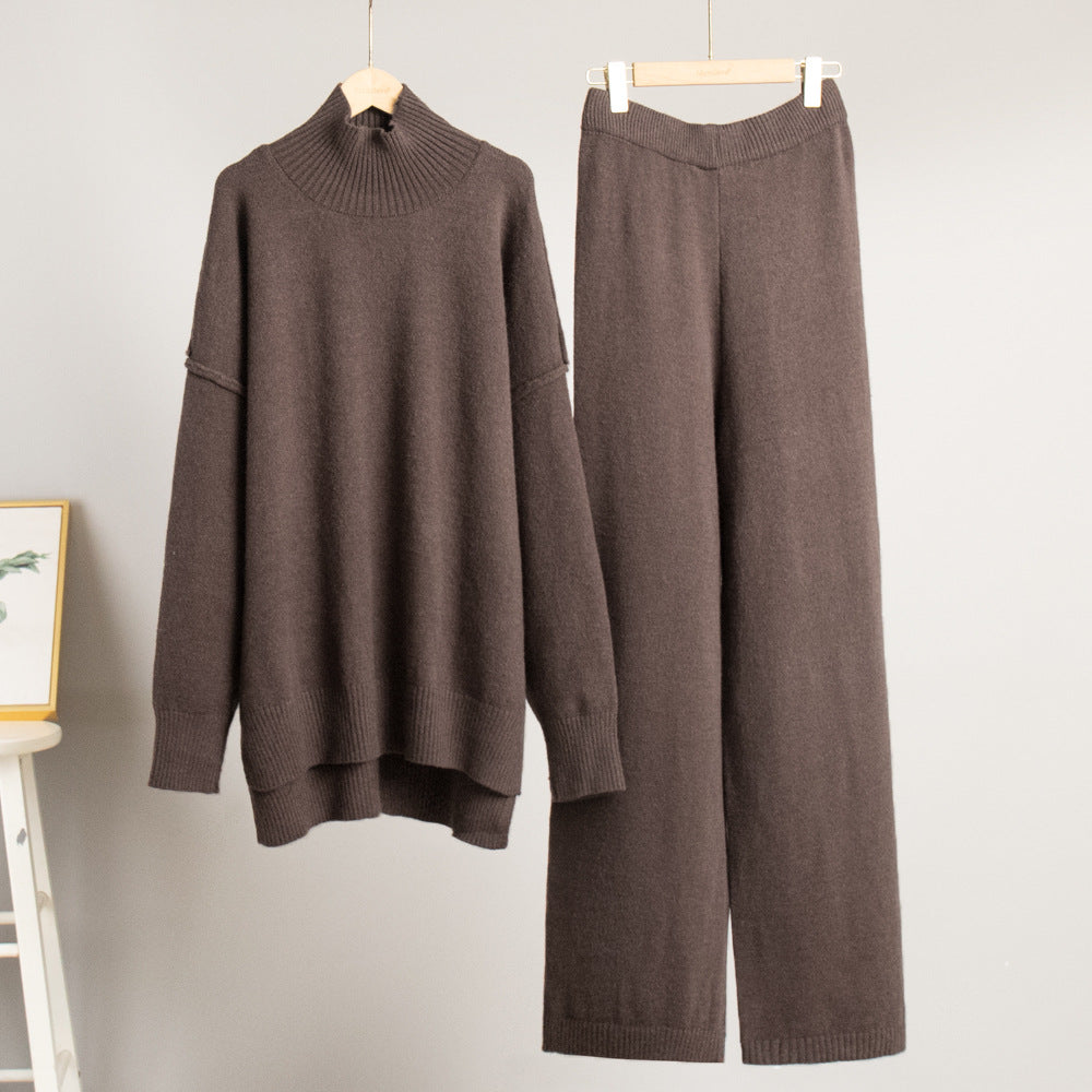 Cozy Turtleneck Sweater Set for Women with Relaxed Fit