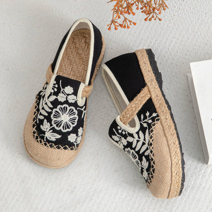 Casual One-Pedal Women'S Shoes, The Original Craft Embroidered Light-Mouth Single Shoes