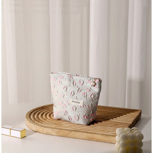 Simple Floral Jacquard Sweet Cosmetic Bag
