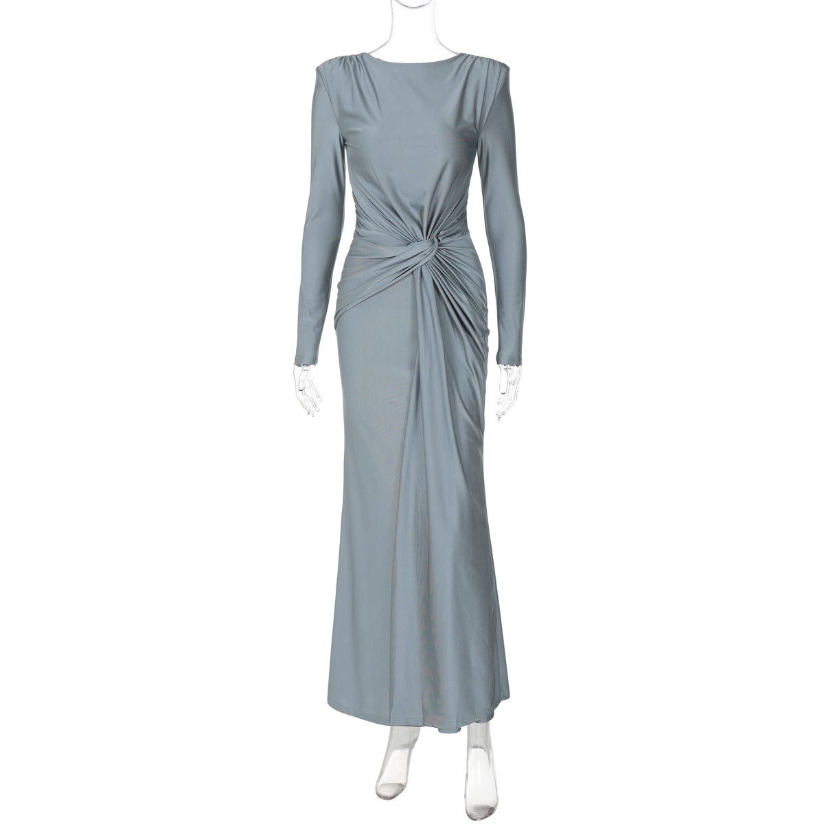 Elegant Long Sleeve Dress with Round Neck