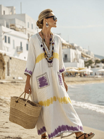 Summer Elegant Large Size Printing Long Pendulum Dress