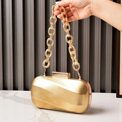 Metallic Evening Clutch Bag Silver Leather Party Bag