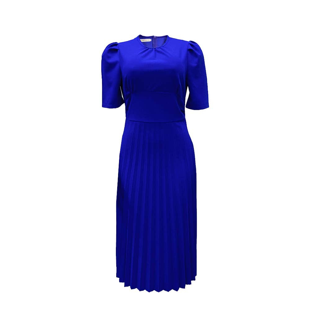 Elegant Solid Color Maxi Dress With Pleats