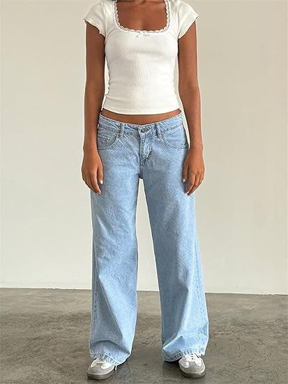 Vintage Low Rise Wide Leg Denim Jeans