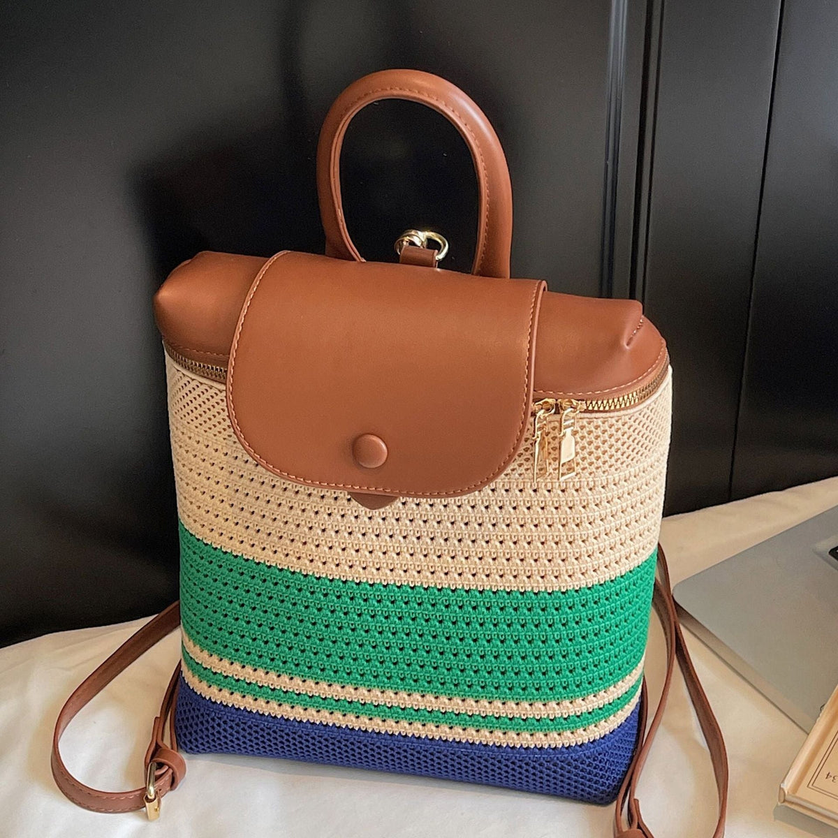 Fashionable Knitted Backpack for Women Casual Trendy