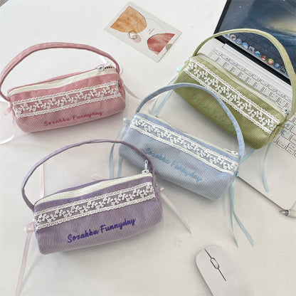 Minimalist Corduroy Makeup Pencil Pouch