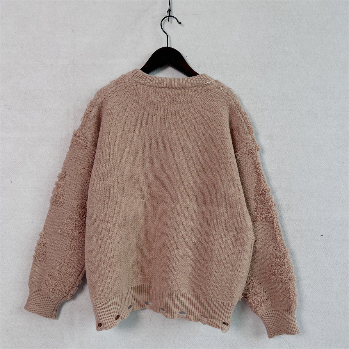 Solid Color Crew Neck Pearl Christmas Sweater