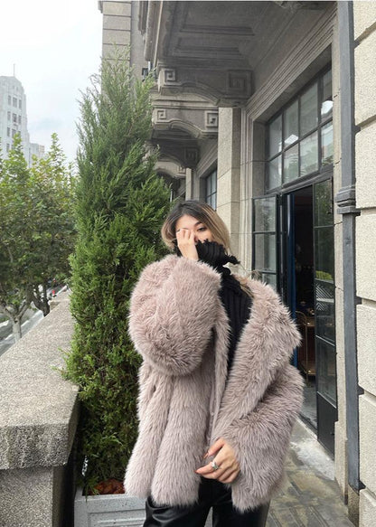 Suit Collar Fur Coat Premium Plush Material