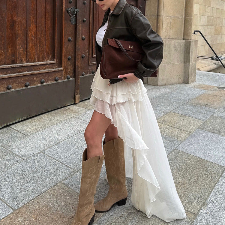 Trendy Casual A-Line Skirt With Irregular Hem