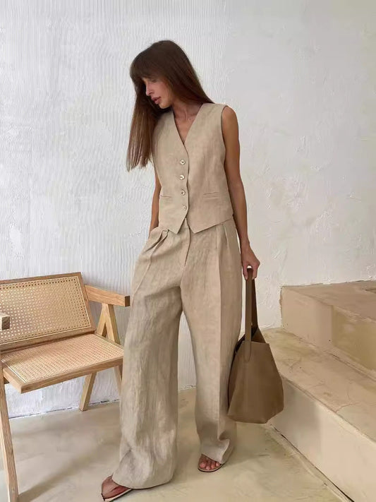 Casual Sleeveless Vest and Pants Set Comfortable Women’s Outfit