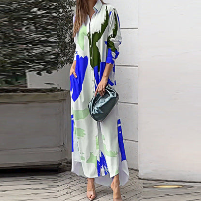 Women'S Clothing On The New Fashion Casual Printing Loose Split Shirt Dress