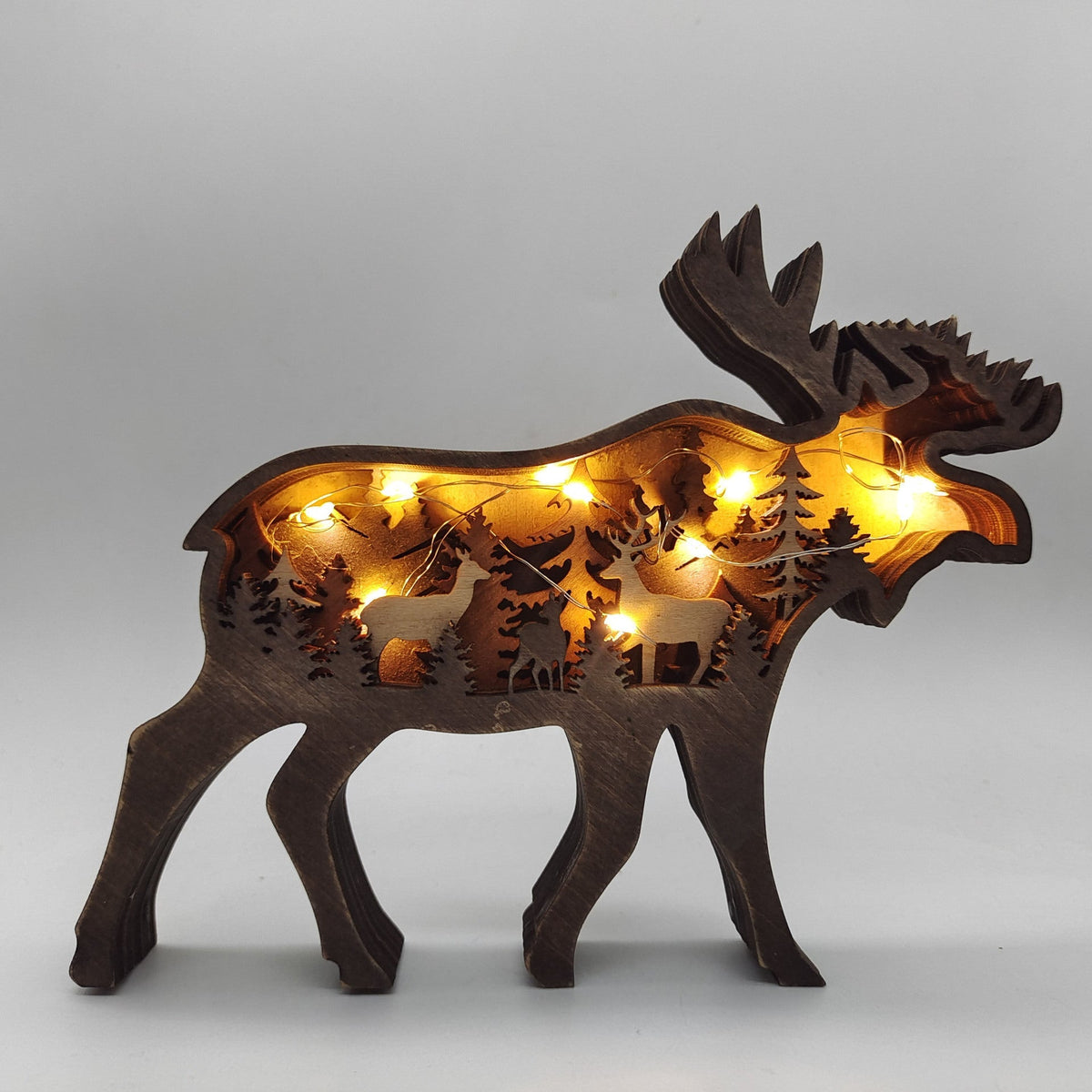 Christmas Wooden Crafts Creative North American Forest Animals Home Decoration Elk Brown Bear Ornaments