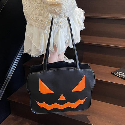 Halloween Pumpkin Tote Bag Stylish Casual Large Capacity Shoulder Bag