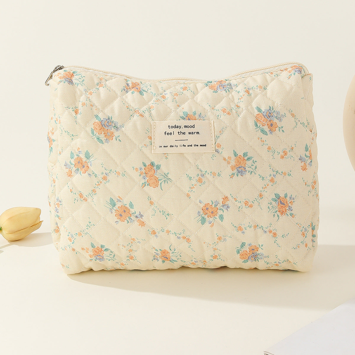 Midi Floral Print Quilted Make Up Bag
