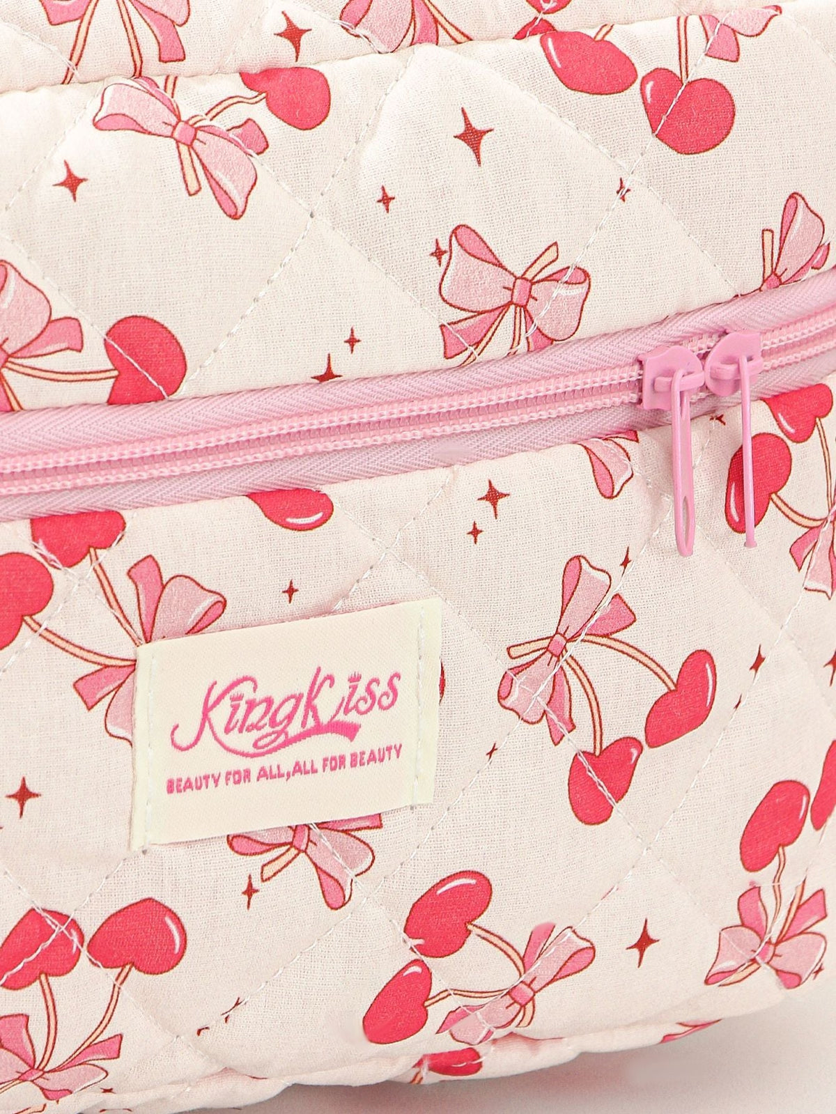 Cute Cherry Bow Print Travel Makeup Bag