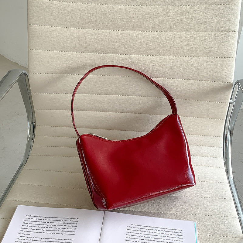 Minimalist Solid Color Leather Shoulder Bag