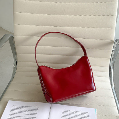 Minimalist Solid Color Leather Shoulder Bag