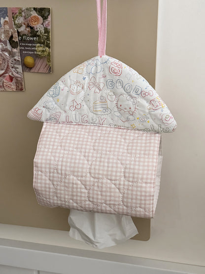 Heart-Shaped Quilted Tissue Organizer Car Hanging Holder