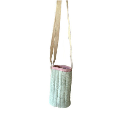 Ins Style Quilted Baby Water Bottle Holder Shoulder Bag