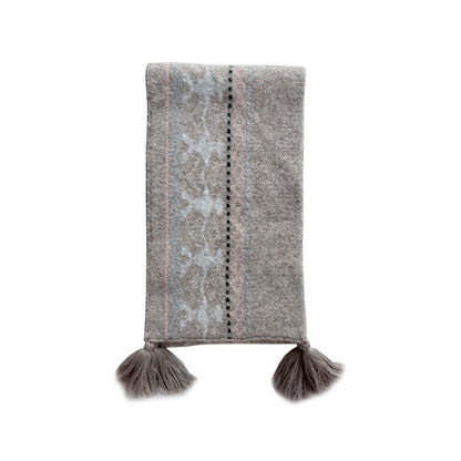 Wool Blend Fair Isle Scarf Unisex Soft Knit Winter Wrap