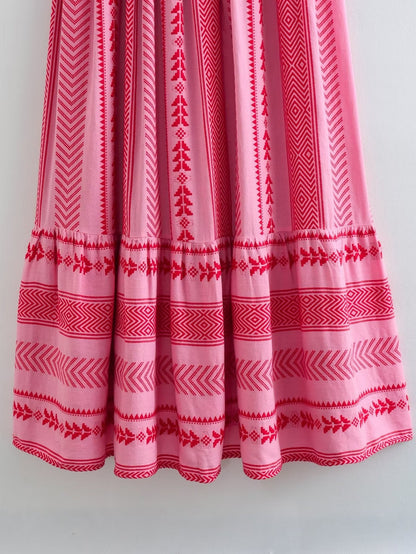 Elegant Printed String Maxi Dress