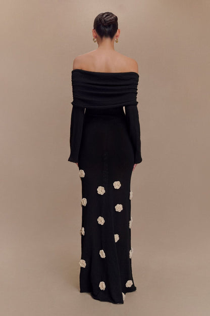 3D Floral Off Shoulder Dress Cover Up