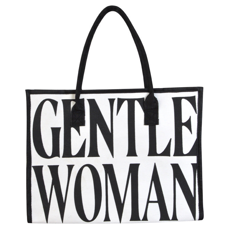 Large Capacity Printed Canvas Tote Bag Stylish Commuter Handbag