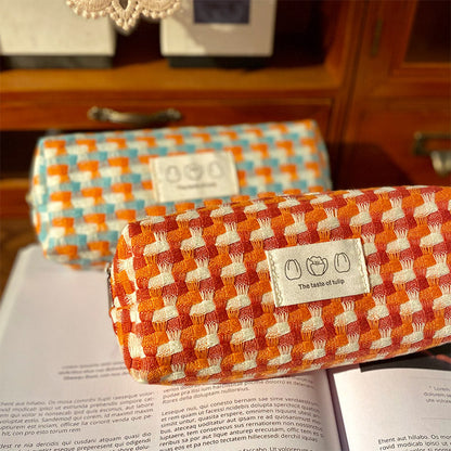 Simple Colorful Woven Pencil Case Pouch