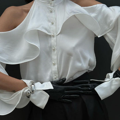 Trendy French-Inspired Ruffle Sleeve Blouse