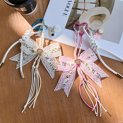 Cute Bow Star Braided Keychain Bag Charm