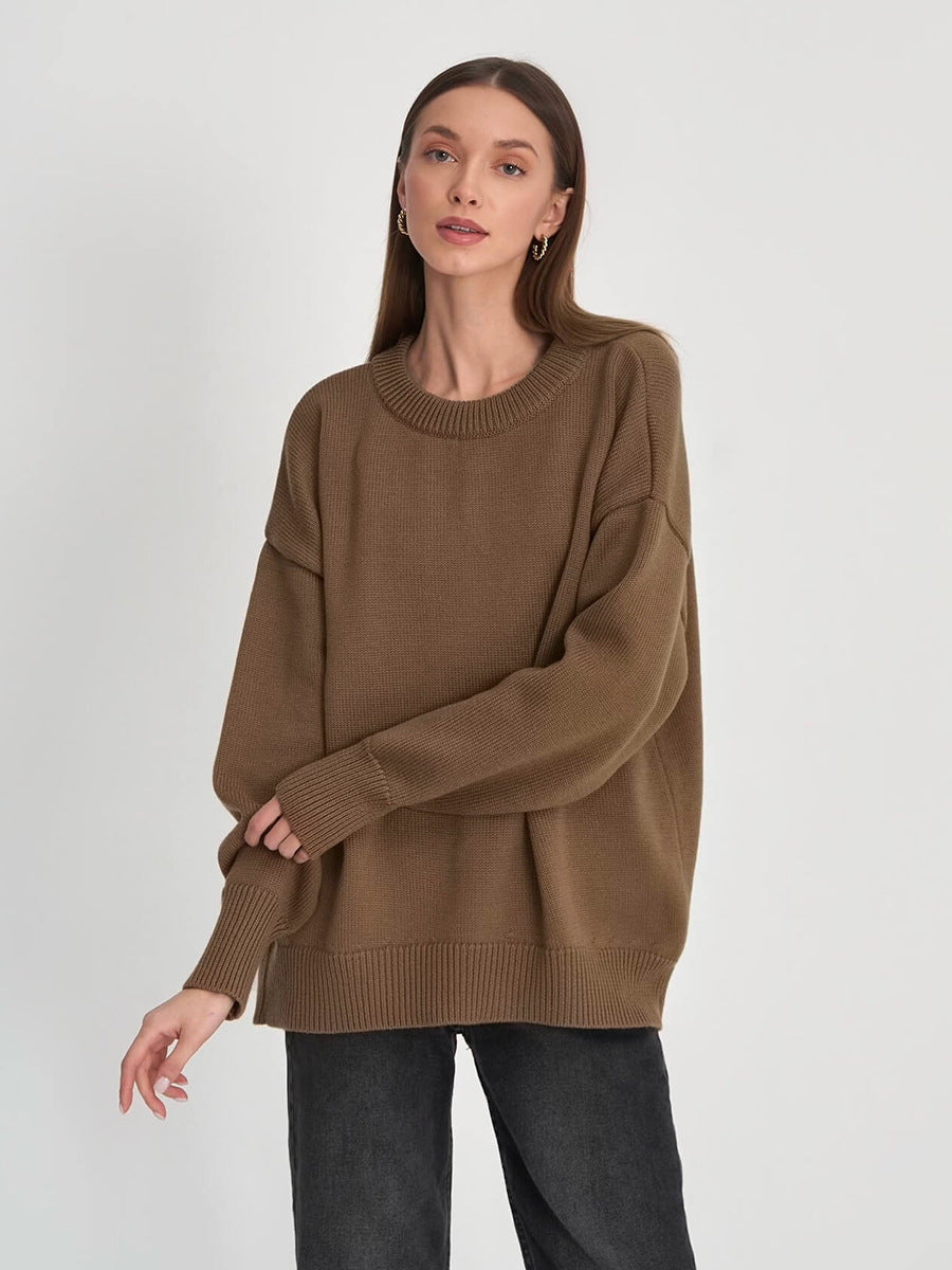 Casual Solid Color Sweater Knitted Pullover