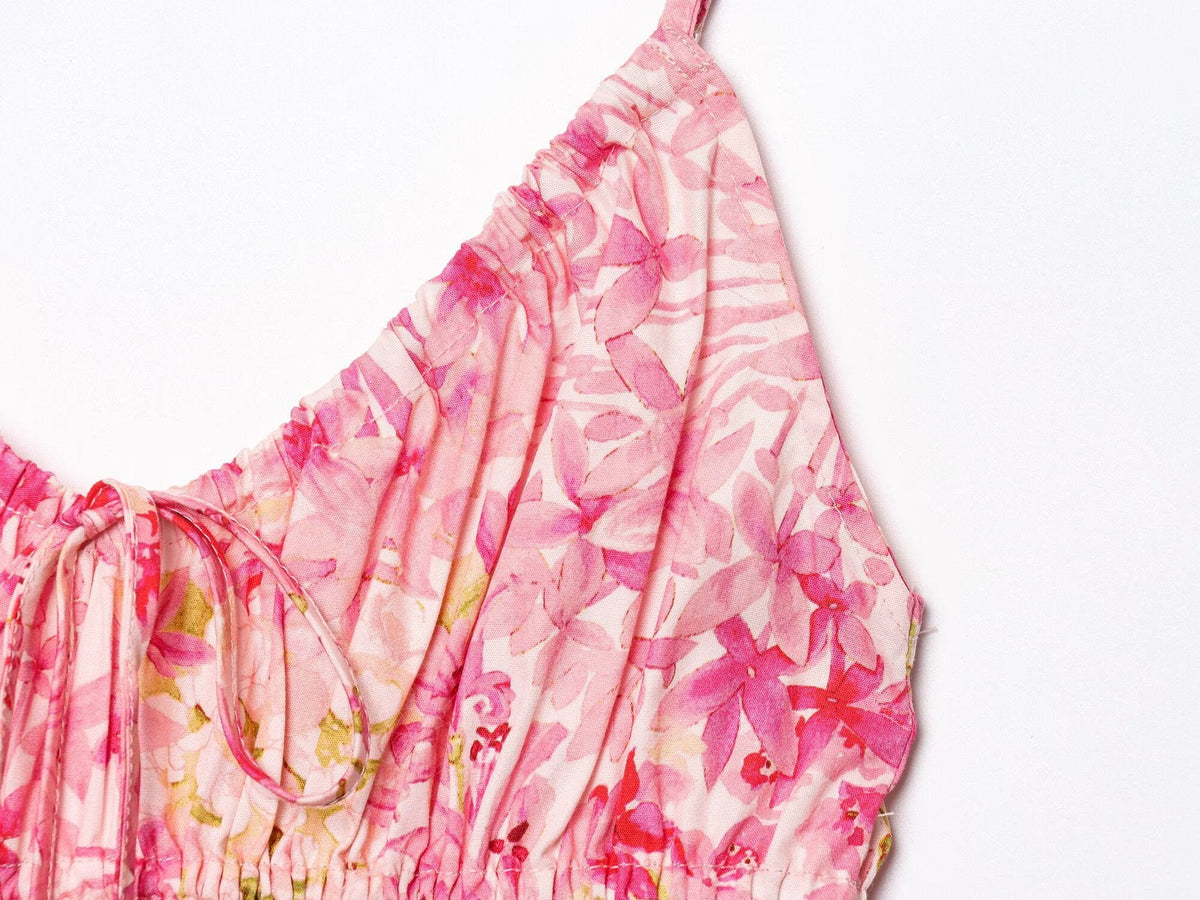 Casual Floral Print Spaghetti Strap Maxi Dress