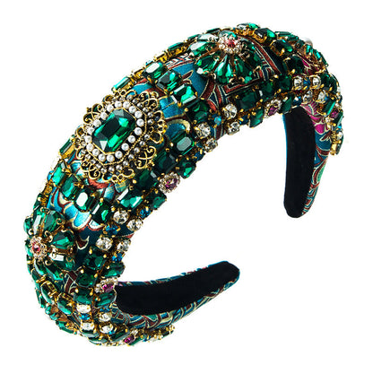 Baroque Wide Headband with Rhinestones for Women