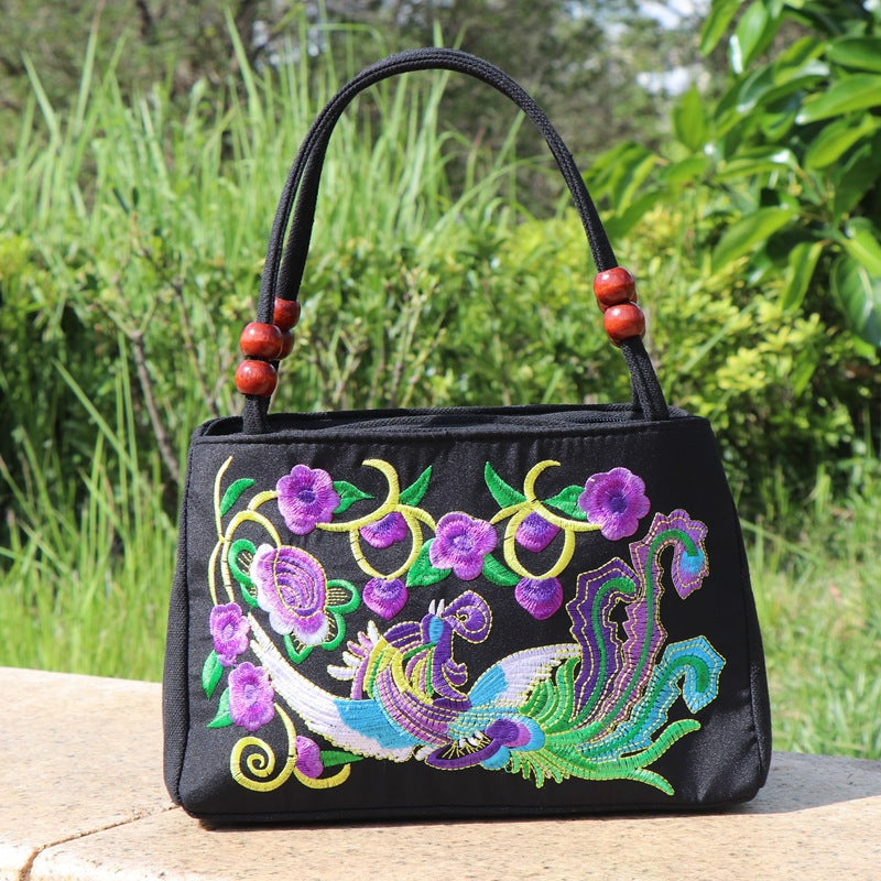 Ethnic Style Bag With Double-Sided Embroidery And Canvas Small Bag For Women'S Double-Layer Handbag Casual Trend Retro