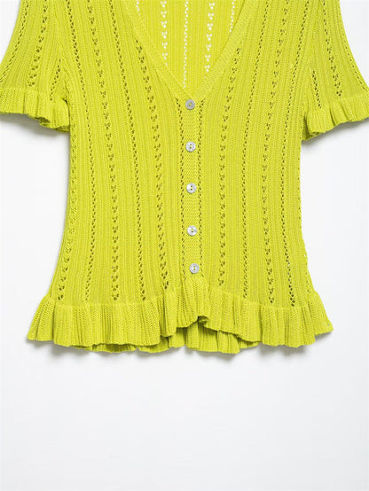 Trendy Hollow Out Jacquard Knit Top