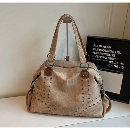 Trendy Soft PU Leather Tote Bag with Studs