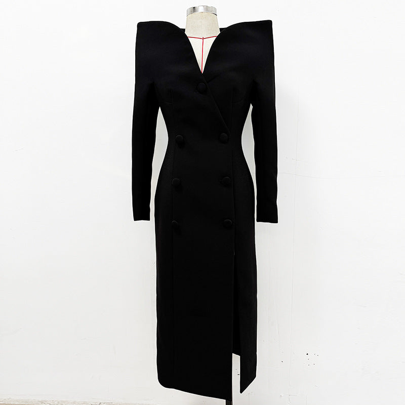 Fashionable Slim Fit Long Trench Coat With Stand Collar