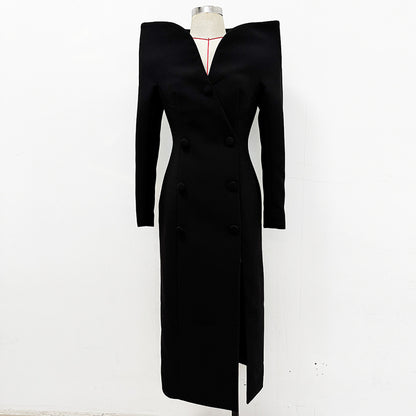 Fashionable Slim Fit Long Trench Coat With Stand Collar