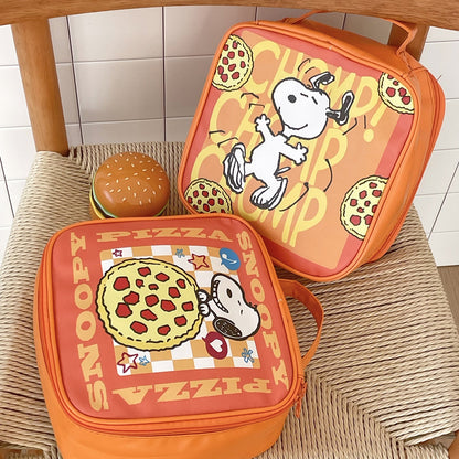 Orange Snoopy Makeup Bag Cute Dog Print PU Leather Tote