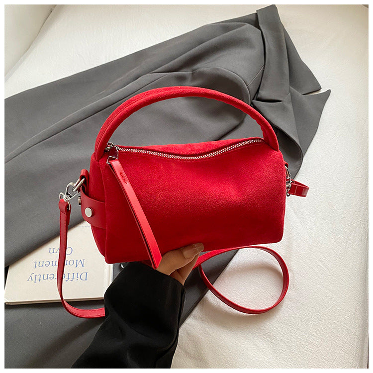Retro Suede Handheld Pillow Bag Casual Shoulder Bag