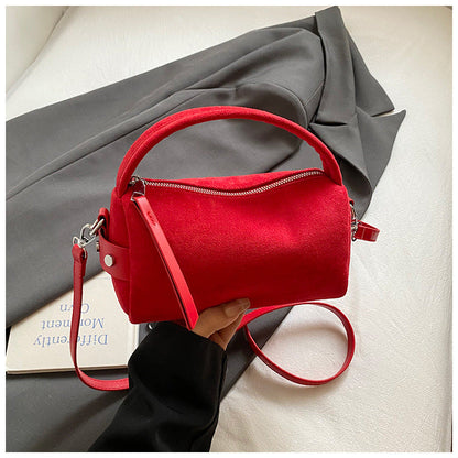 Retro Suede Handheld Pillow Bag Casual Shoulder Bag