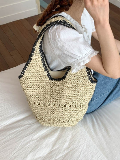 Women's Trendy Straw Shoulder Bag Casual Beach Tote