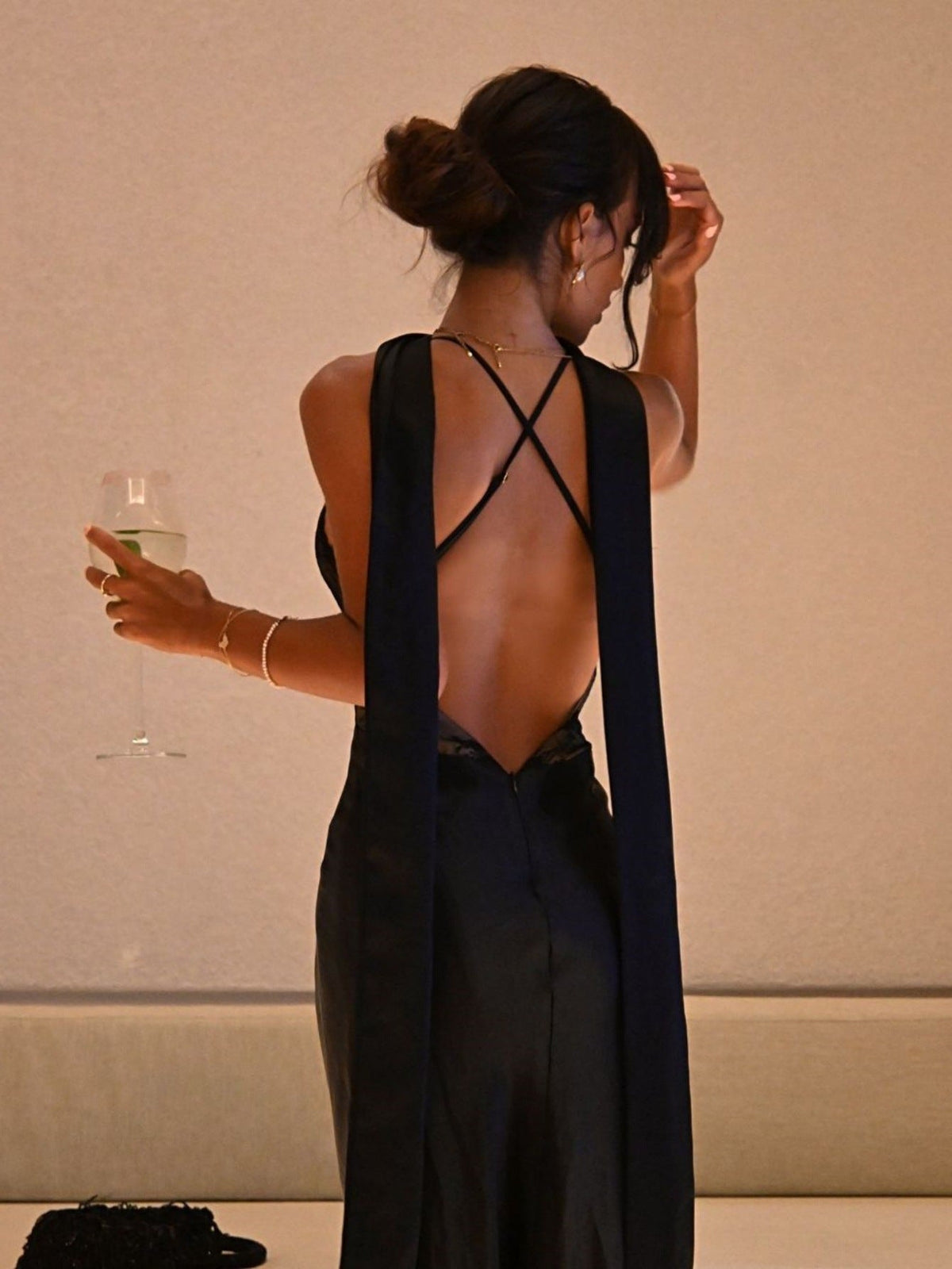 New Deep V Neck Backless Maxi Dress for Women