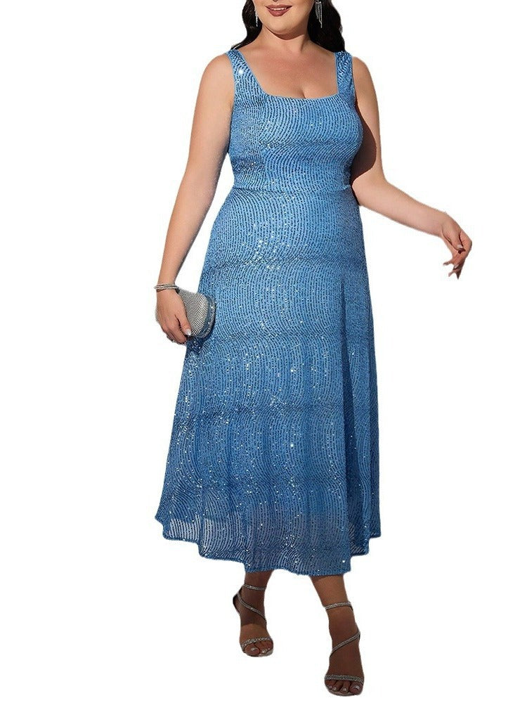 Elegant Sleeveless Maxi Dress with Sequins