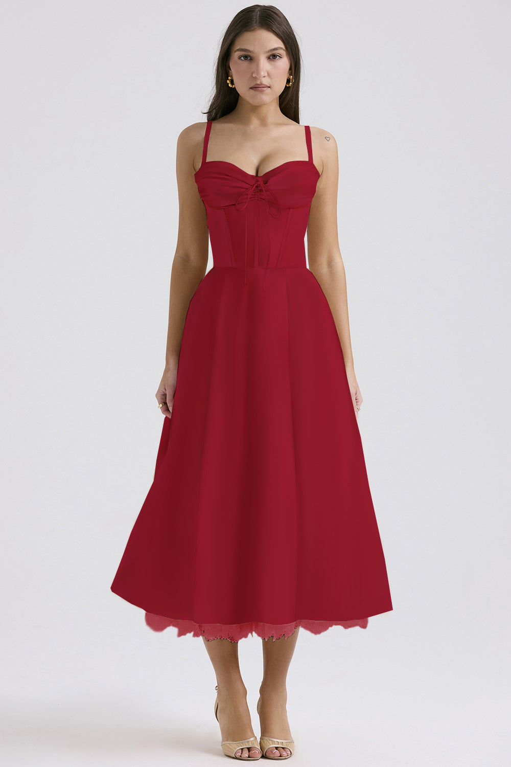 Slim Flower Print Lace Spaghetti Dress