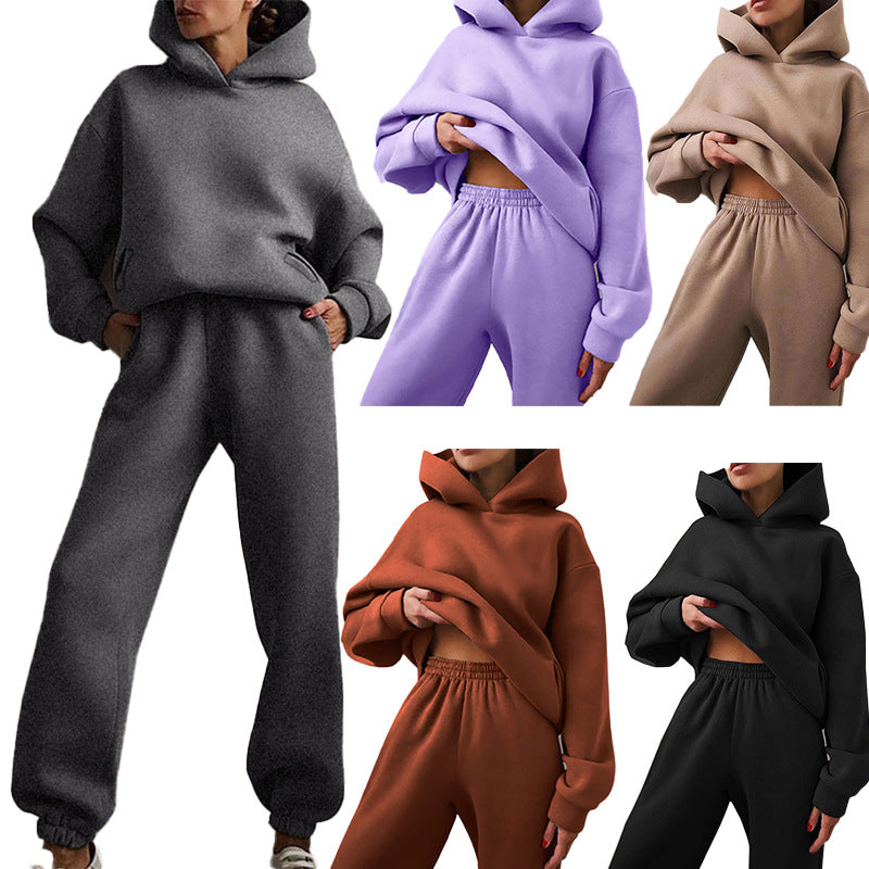 Hooded Sweatshirt And Long Pants Set Casual All-Season Outfit