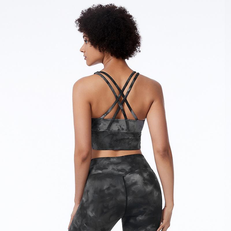 Large Tie Dyed Sports Underwear Women'S Training Fitness Vest With Bra Yoga Suit